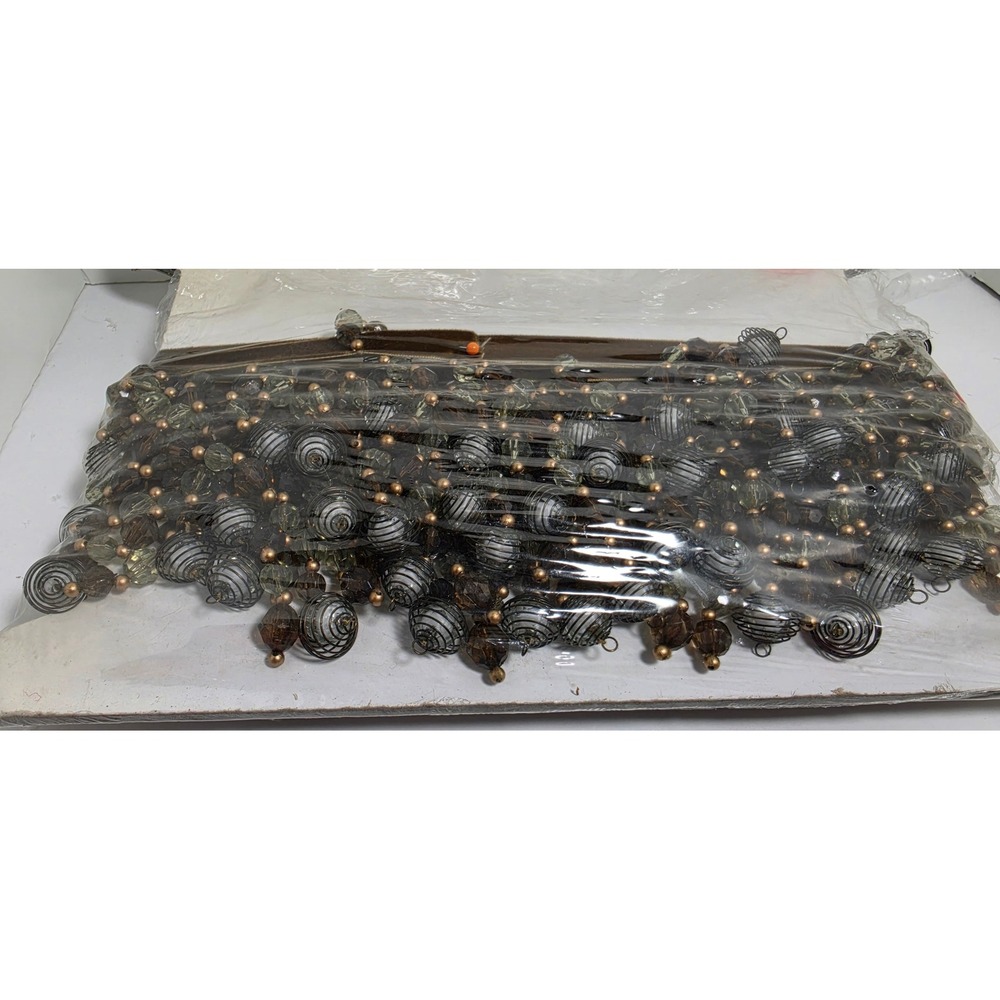 Beaded Fringe Trim Velvet Header Bronze Amber Wire Cage 6+Yd Barnacle Upholstery